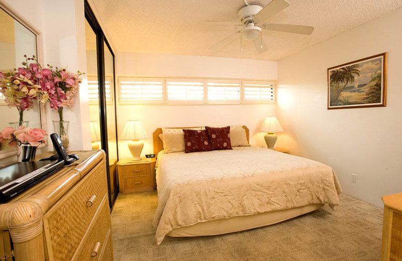 Vacation rental bedroom at Sugar Beach Resort.