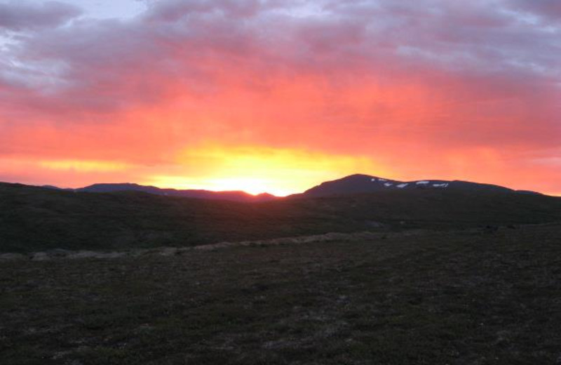 Sunset at AkAu Alaska Gold & Resort.