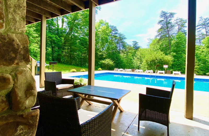 Cabin pool at Chalets in Hocking Hills.