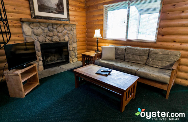 Cabin living room at Birchcliff Resort.