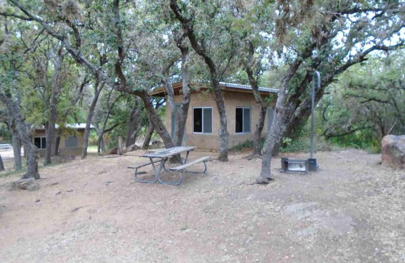 Cabin exterior at Inks Lake State Park.