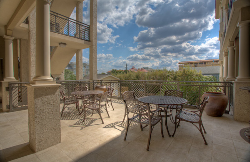 Outdoor patio at Sea Gate Inn.