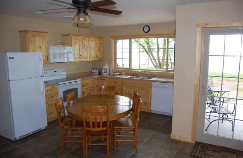 Cabin kitchen at Canary Beach Resort.