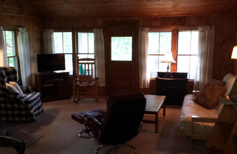 Living room at Hunter Cove on Rangley Lake.