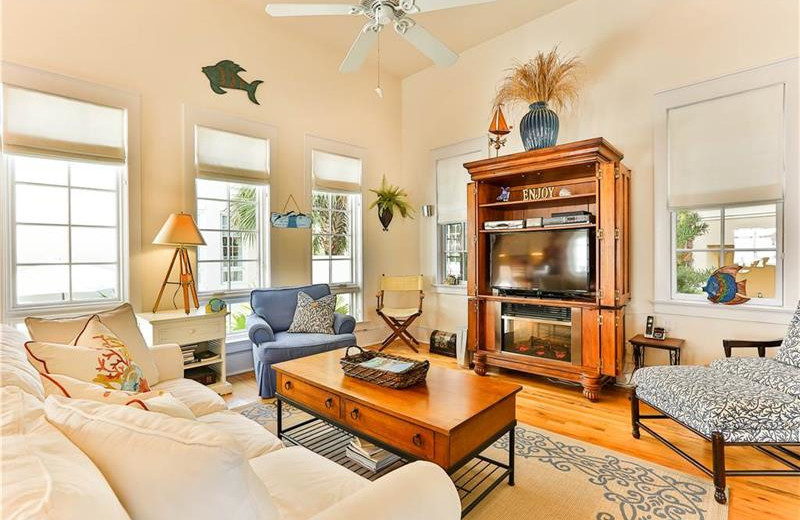Rental living room at Holiday Isle Properties.