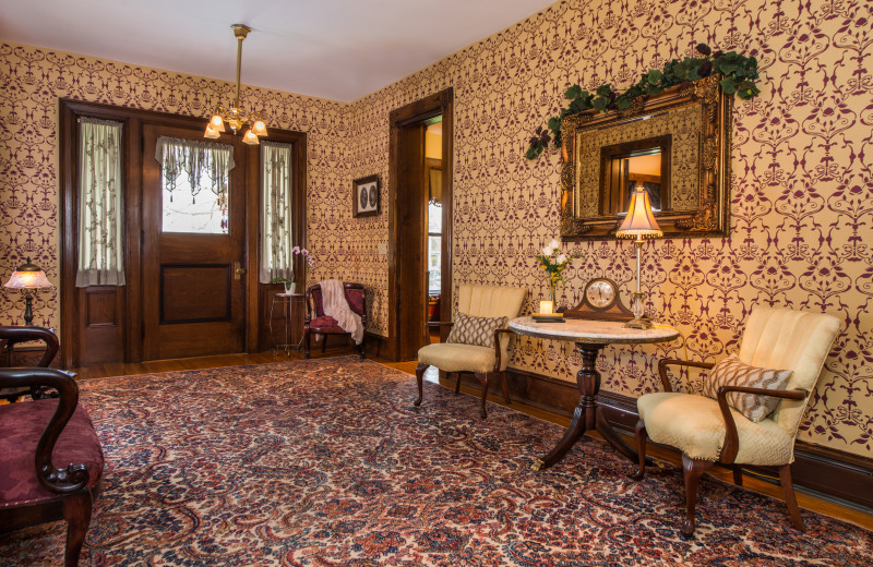 The majestic center foyer has seating, as well as a split center staircase to the guest rooms.