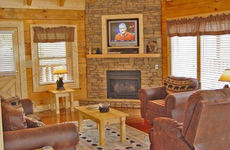 Cabin living room at Eagles Ridge Resort.