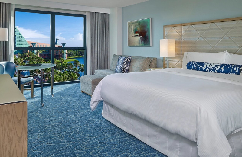 Guest room at Walt Disney World Swan.