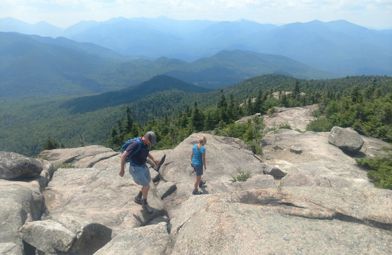 Family hiking at Keene Valley Lodge.