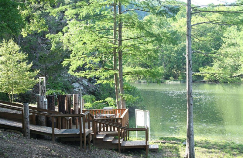 Cabin patio at Lake Mountain Cabins.