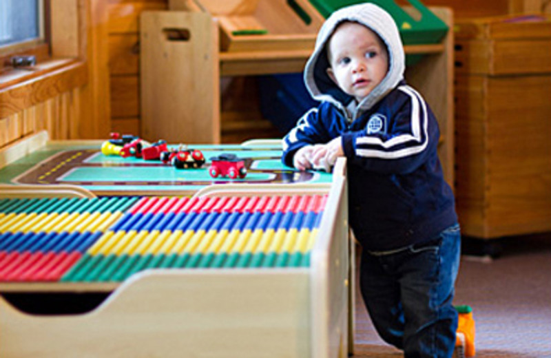 There are many different games and toys for young children in the lodge at Half Moon Trail Resort. 