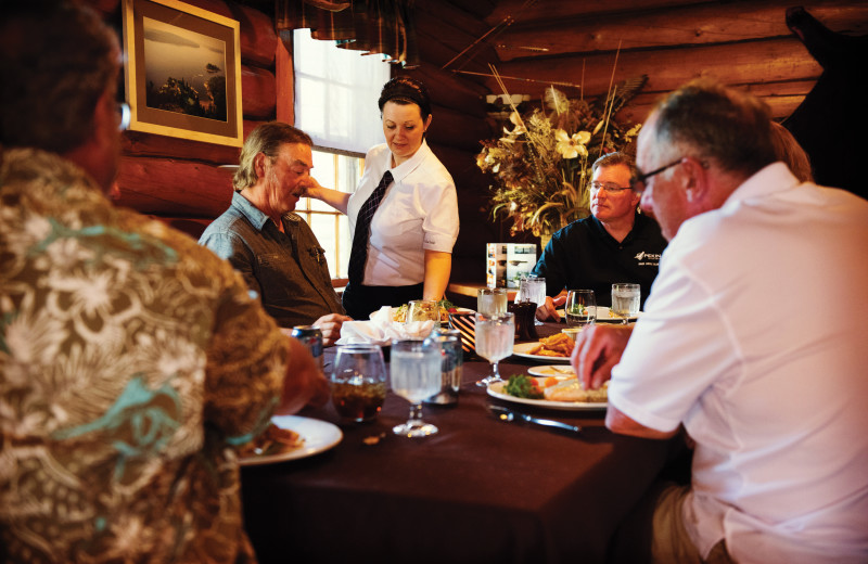 Dining at Tetu Island Lodge.