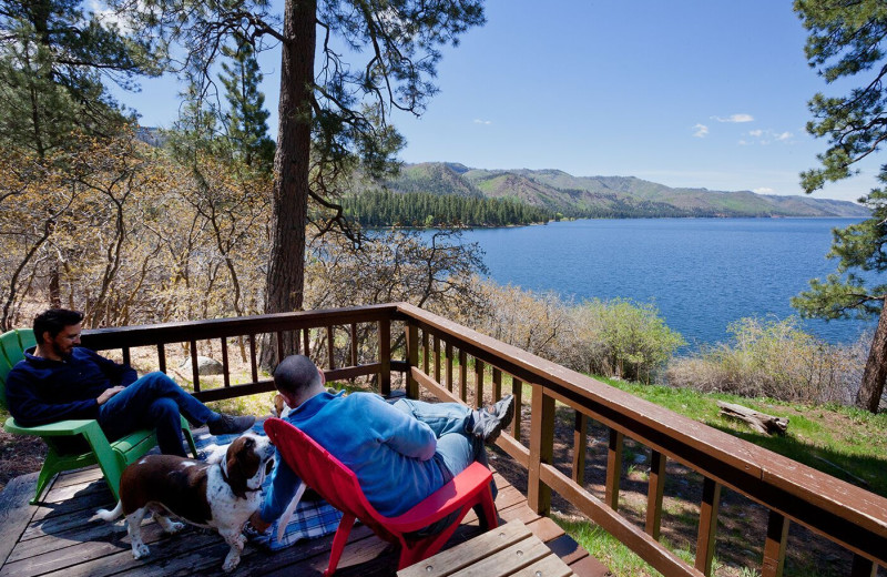 Cabin deck at Elk Point Lodge.