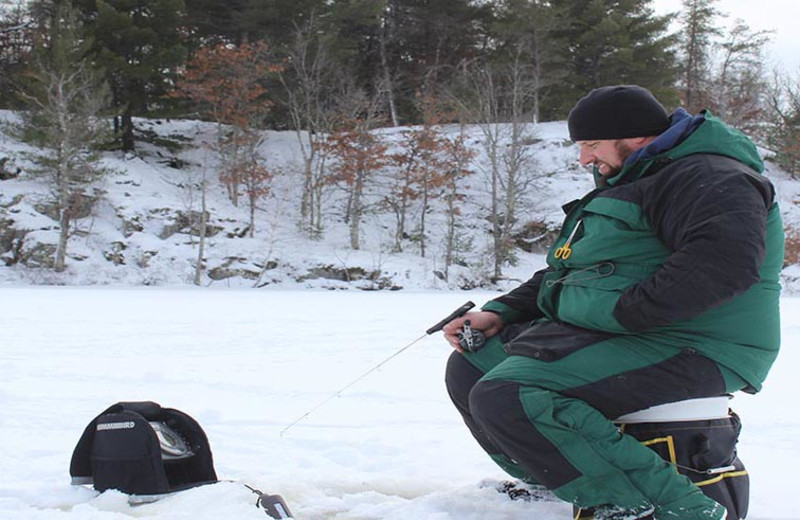 Ice fishing at Popp's Resort.