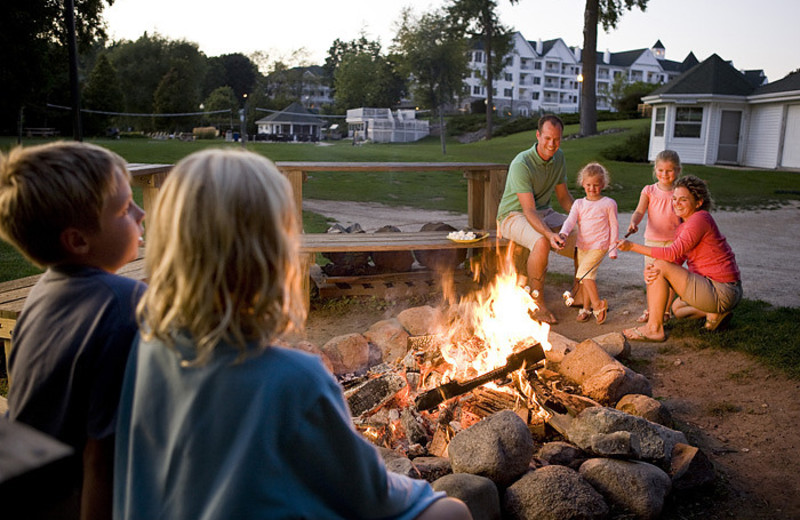 Enjoying a bonfire at The Osthoff Resort.