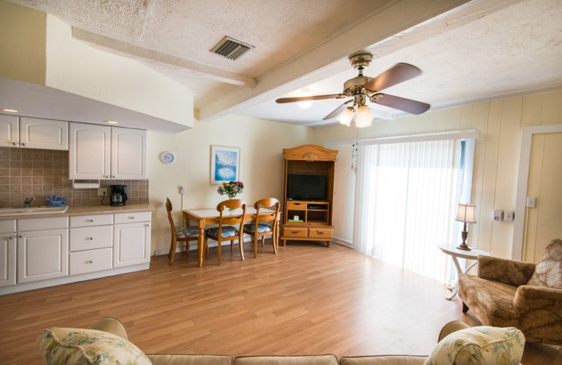 Guest living room at Silver Sands Villas.