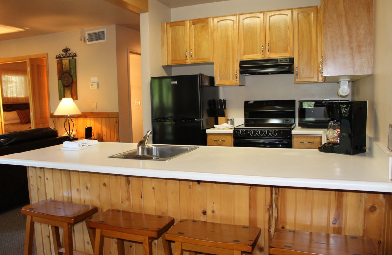 Cabin kitchen at Mount Shasta Resort.