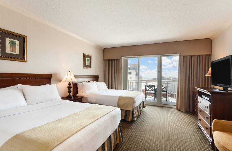 Guest bedroom at Holiday Inn Suites Ocean City.