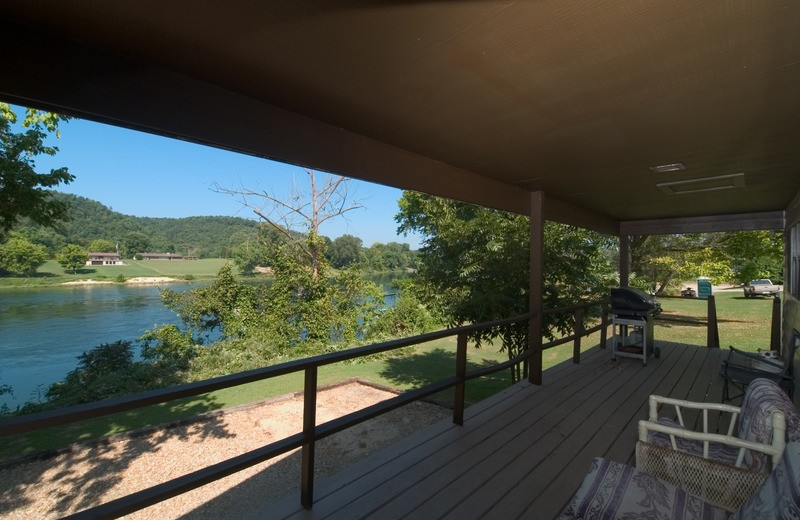 Cottage porch view at Norfork Resort & Trout Dock.