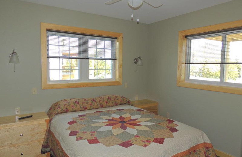 Cottage bedroom at Angel Rock Waterfront Cottages.