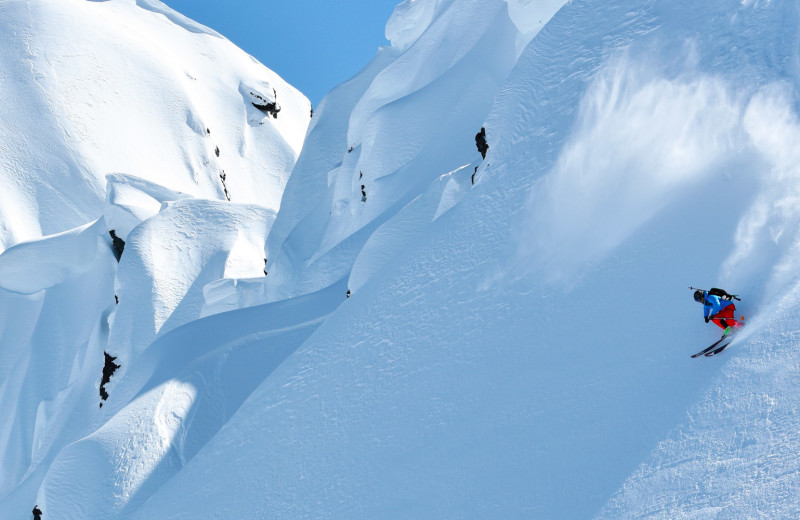 Skiing at Bugaboos Lodge.