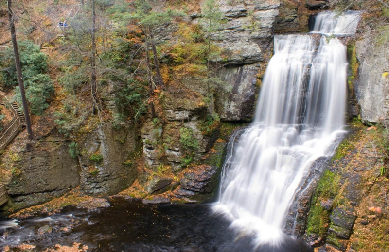 Waterfall at Mountaintop Lodge at Lake Naomi.