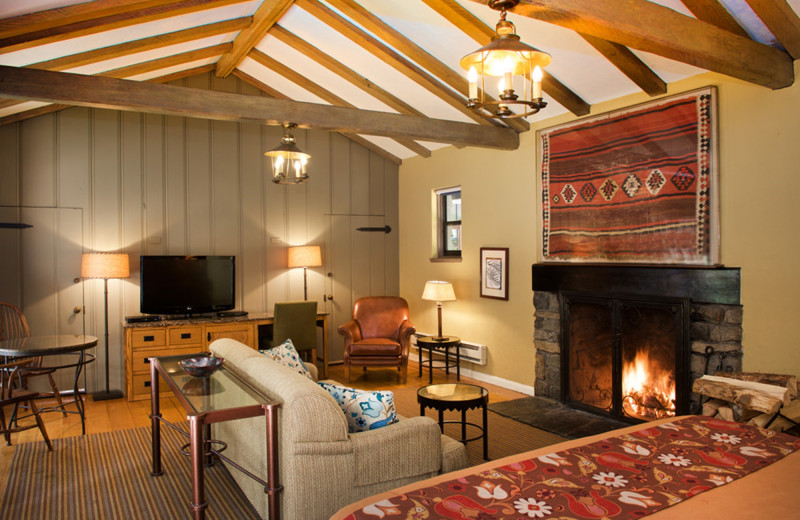 Guest room at The Ahwahnee Hotel.