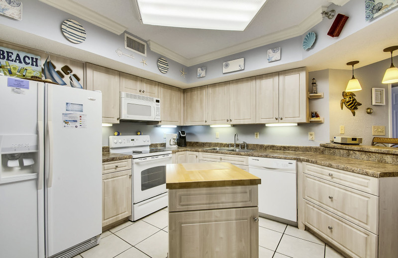 Rental kitchen at Gulf Coast Beach Getaways.