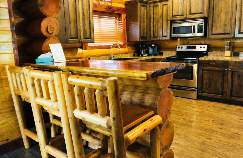 Cabin kitchen at Log Country Cove.