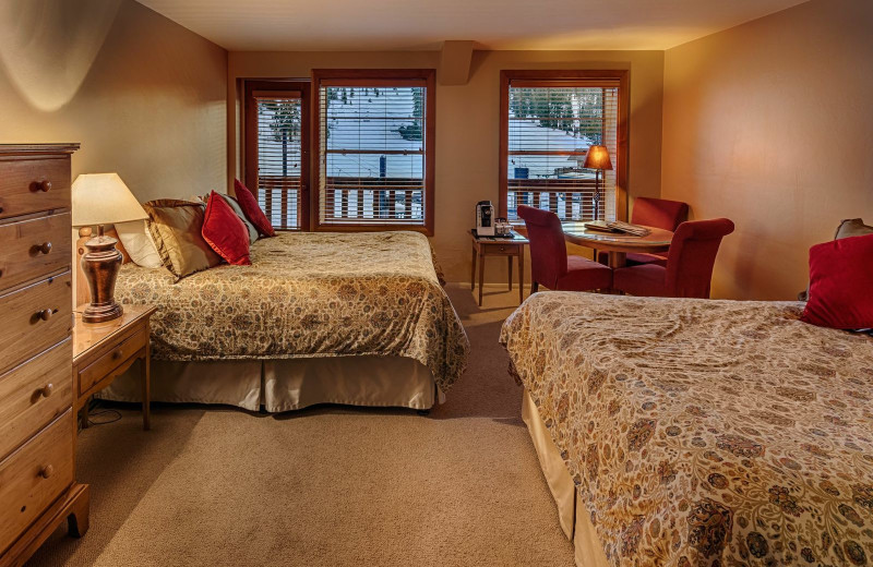 Mountain Deluxe guest room at Sugar Bowl Resort.