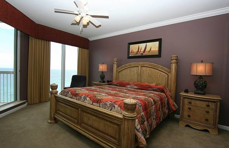 Rental bedroom at Silver Beach Towers.