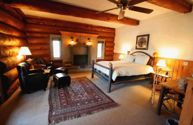 Guest room at Trout Point Lodge of Nova Scotia.