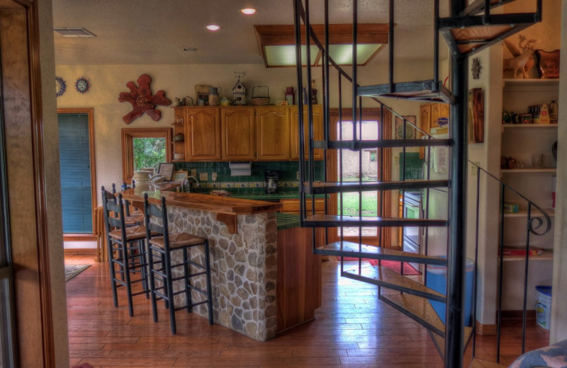 Cabin kitchen at Foxfire Cabins.