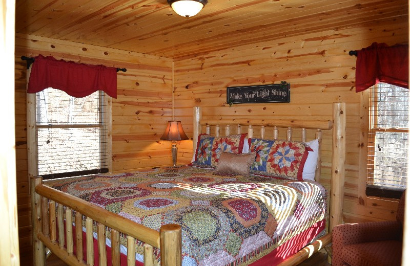 Cabin bedroom at Sautee Resorts.