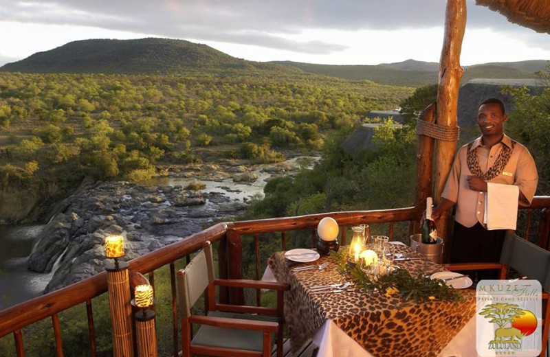 Dining at Mkuze Falls Game Lodge.