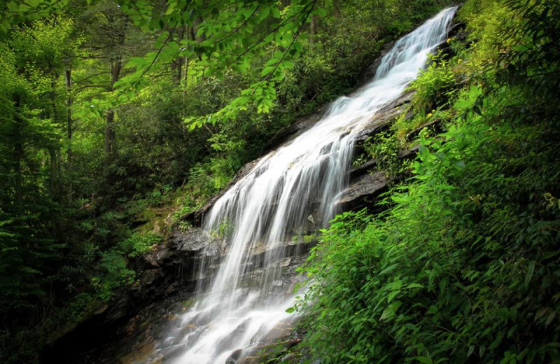 Waterfall at Grizzly Jacks Grand Bear Resort.