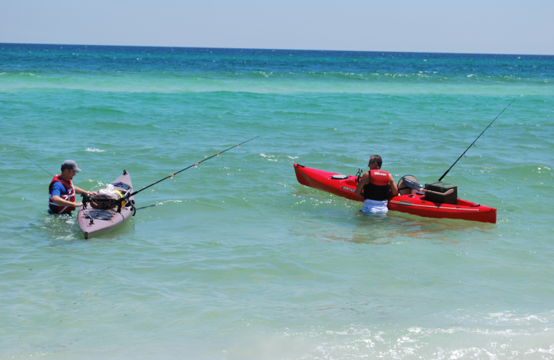 Fishing in the ocean at Gulf Pines RV Park.