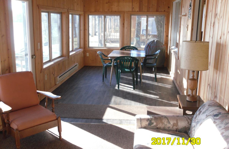 Cabin porch at Red School Resort.