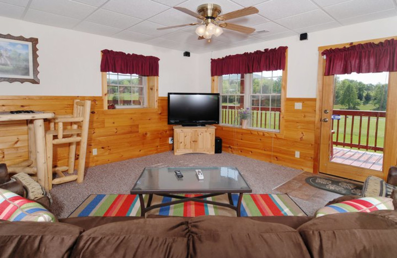 Cabin living room at Fireside Chalets & Cabin Rentals.