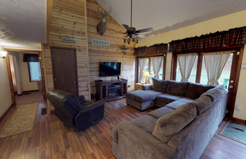 Cabin living room at 1st Choice Cabin Rentals.