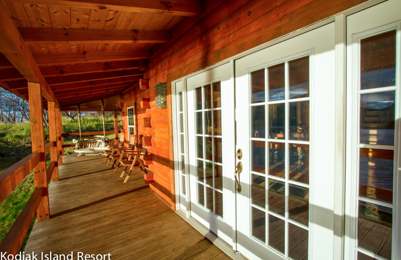 Porch view at Alaska's Kodiak Island Resort.