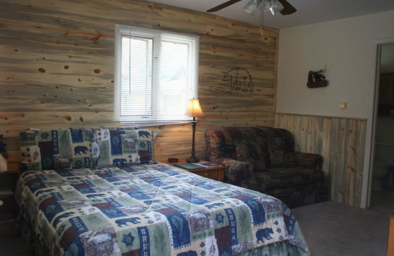 Guest room at Misty Mountain Lodge.