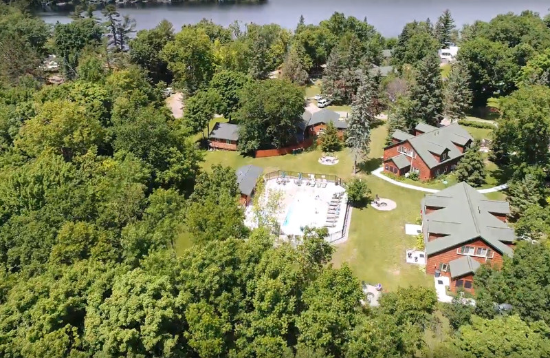 Aerial view of Woodland Beach Resort.