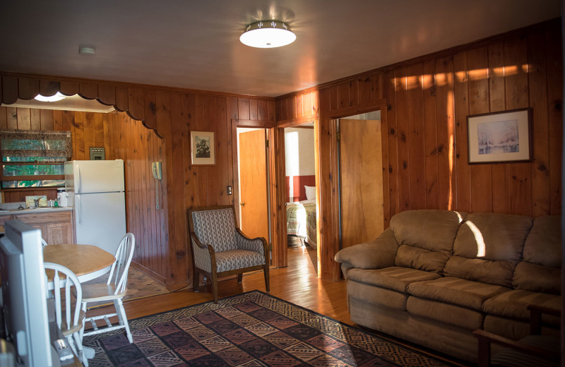 Cabin interior at Dunham's Bay Resort.