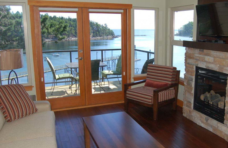 Villa living room at Mayne Island Resort and Spa.