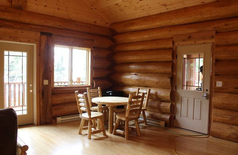 Cabin dining area at Aqua Log Cabin Resort.