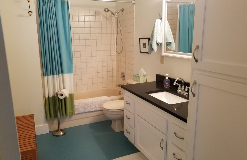 Rental bathroom at Oceanfront Getaways.