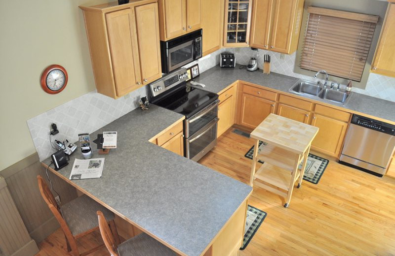 Rental kitchen at Mountain Vista Rentals.