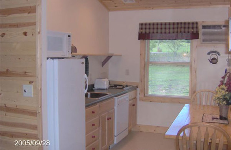 Cottage kitchen at Woodside Cottages of Bayfield.