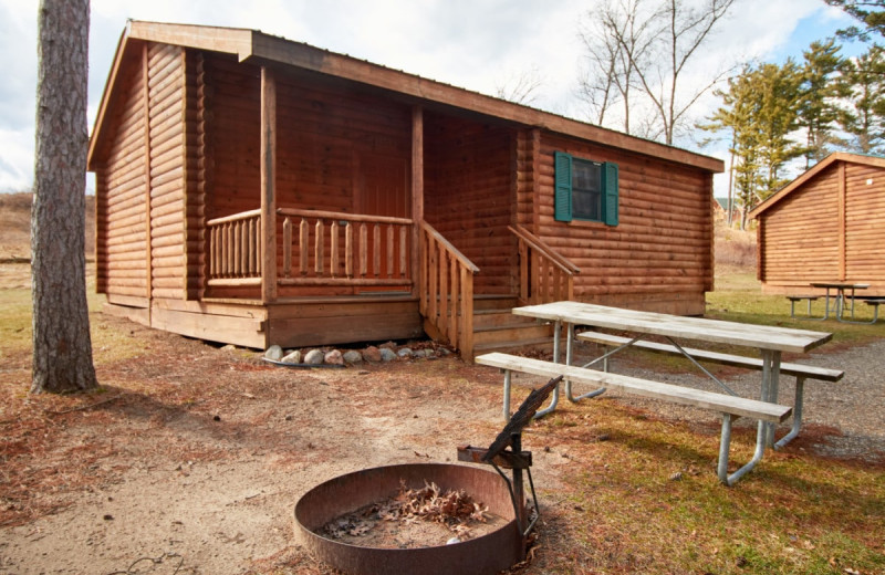 Cabin exterior at Yogi Bear's Jellystone Park Warrens.